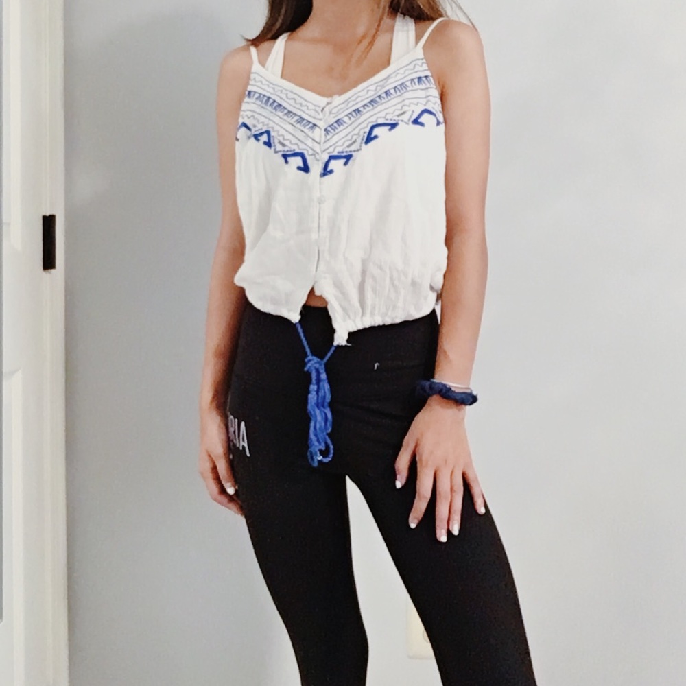 Blue and White Tank